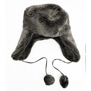 Scala Pronto Unisex Faux Fur Trapper Hat Ear Flaps Pom Ties Gray Winter Outdoors
